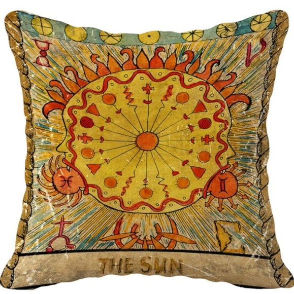 4 Tarot Card Tapestry Art Pillow Covers Sun Moon Star World 18x18 Square Zip New - Picture 3 of 6
